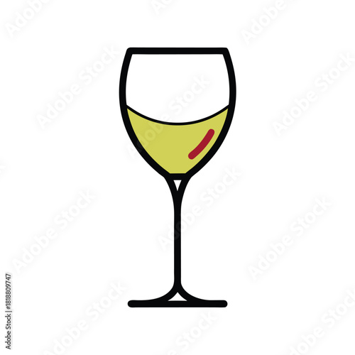 Glass Of White Wine With Red Swirl On White Background