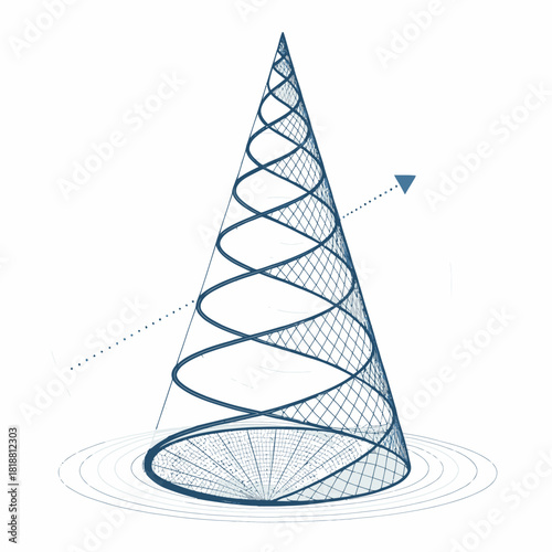 A Cone Transforming Into Spiral Lines Vector Illustration