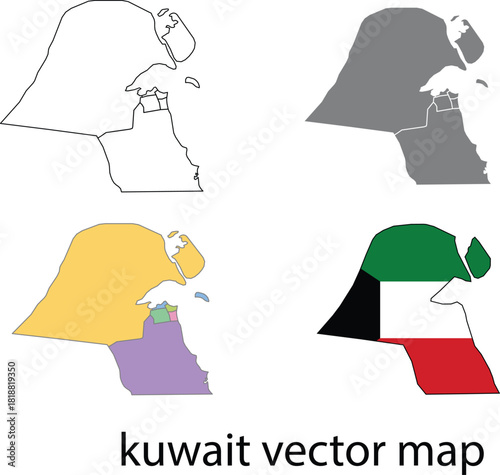 KUWAIT VECTOR MAP ON ISOLATED WHITE BACKGROUND 