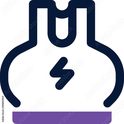 Dark Blue Outline of a Sleeveless Athletic Tank Top with a Purple Bottom Hem and a Blue Lightning Bolt Symbol on the Chest on a Transparent Background