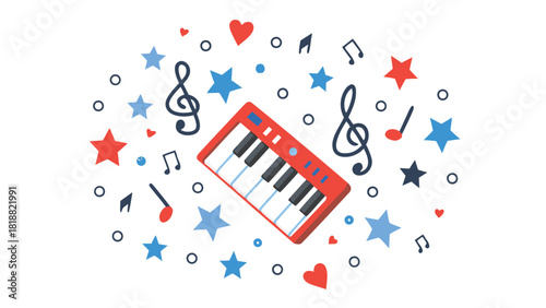 Vibrant and playful abstract digital illustration featuring a dynamic arrangement of colorful shapes and geometric elements perfect for modern design projects