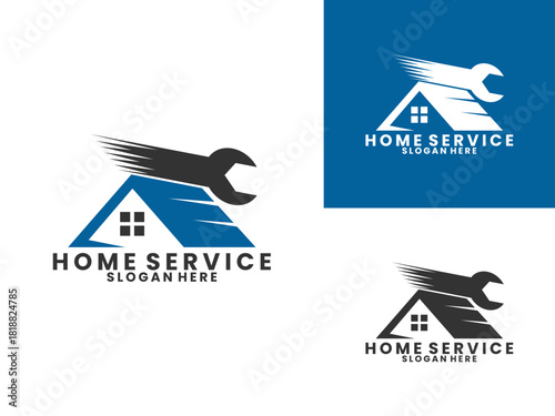 House with wrench logo design vector template. House service logo design vector