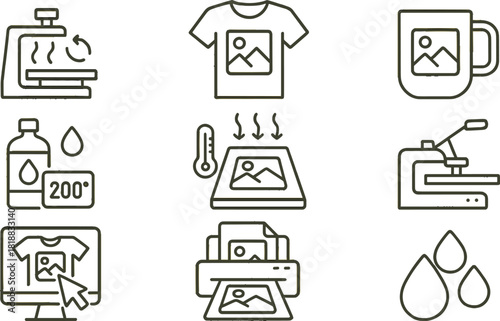 Sublimation Printing Icons Set
