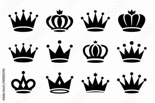 Crowned Royalty: A collection of exquisite crown icons, symbols of power, majesty, and royalty, each meticulously designed to evoke the essence of regal splendor.