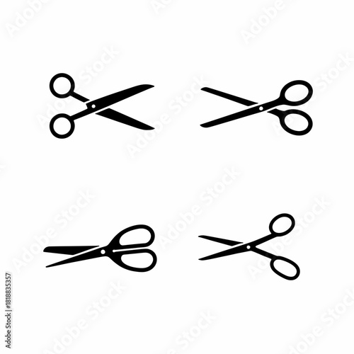 Scissors in Action: A series of sleek scissors silhouettes, showcasing their versatility through various cutting positions. A symbol of precision and craftsmanship.
