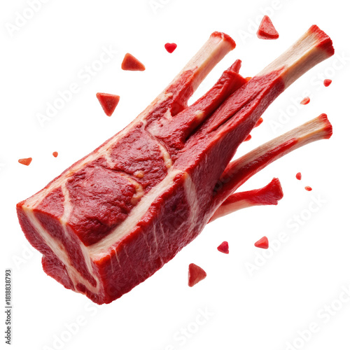 A close up view of a piece of red meat .