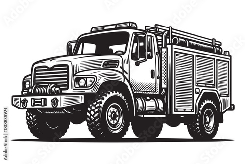 Classic All-Wheel Drive Fire Truck Engraving