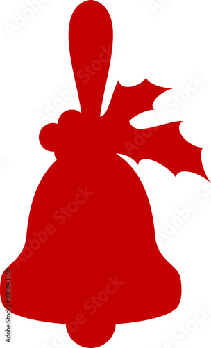 Christmas holiday bell and holly leaf silhouette or shape. Happy New Year festive shape, winter party red vector decoration. Merry Christmas holiday shadow or Xmas celebration isolated silhouette