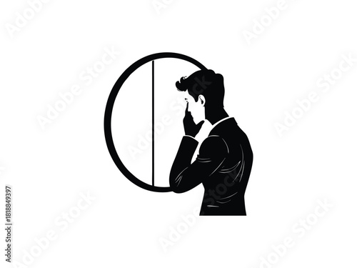silhouette vector of a person looking in the mirror