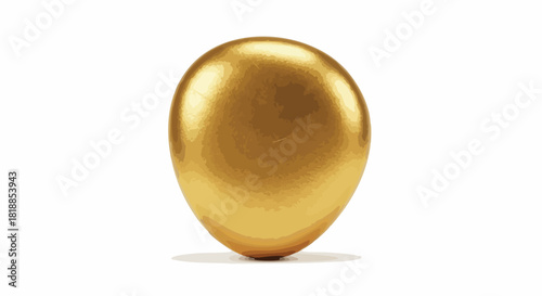 A perfectly smooth, shimmering golden egg stands upright on a pristine white surface, symbolizing wealth, prosperity, and valuable investment opportunities.