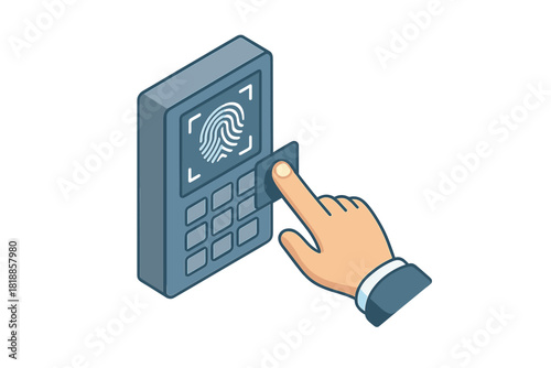 Hand scanning a fingerprint on a biometric security access control reader