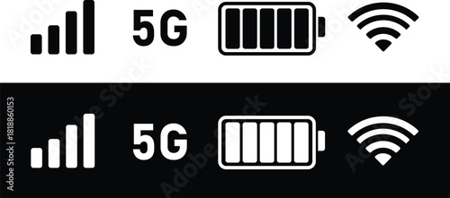 Status bar icon. Status bar phone icon vector illustration. Set of android status bar icon vector set. Smartphone notification icon vector set