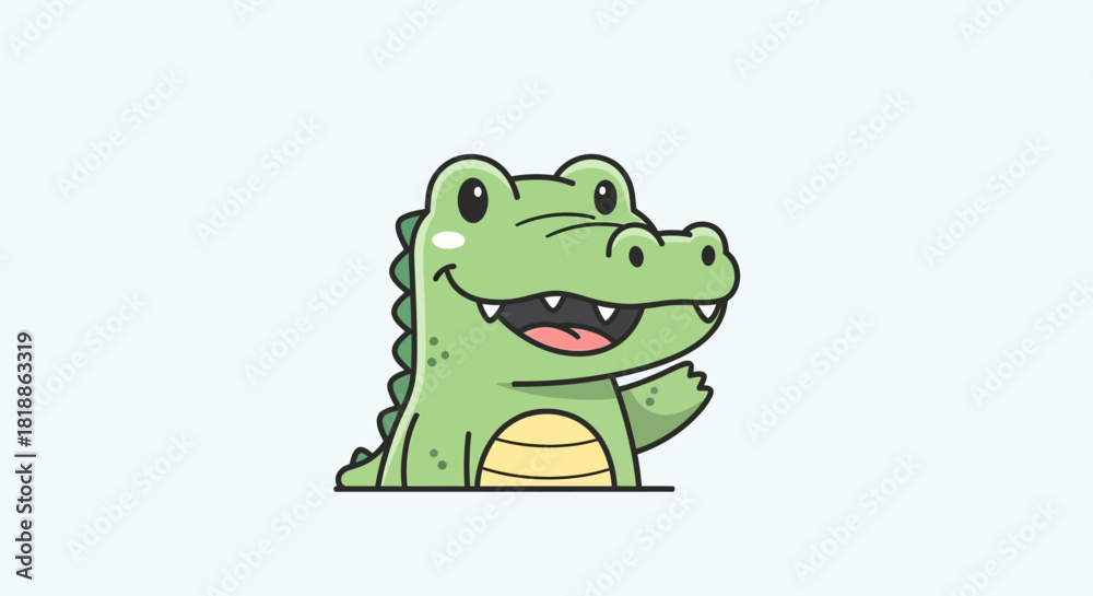 Obraz premium Smiling crocodile character with transparent background