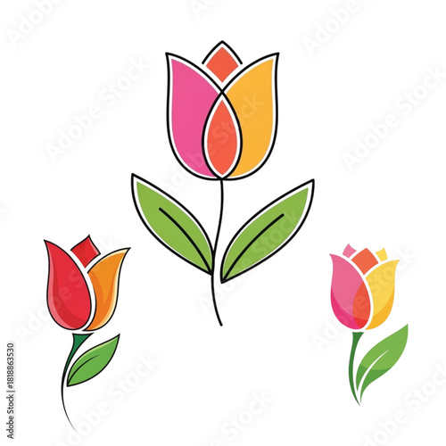 Delightful spring tulips in vibrant hues bring joy and fresh style to your designs, perfect for uplifting projects with a touch of nature's beauty