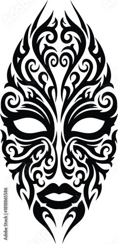 Intricate Masquerade Ornamental Swirls Creating a Decorative Facial Mask