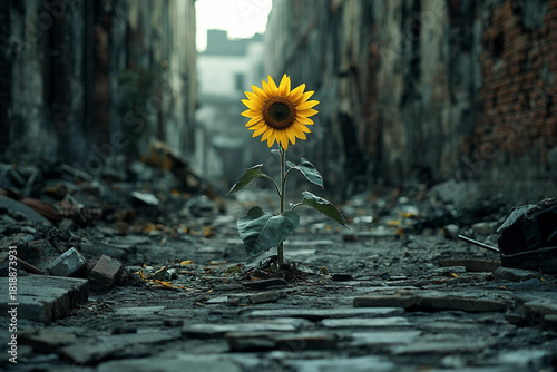 Fototapeta Naklejka Na Ścianę i Meble -  Urban street in sharp focus showing insect behavior in the city, generative ai