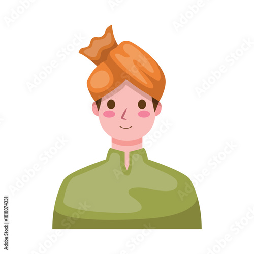 Illustration of Man Indian Wearing a Turban