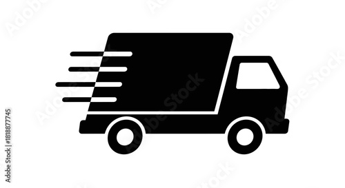 Fast delivery truck icon showing motion blur isolated on