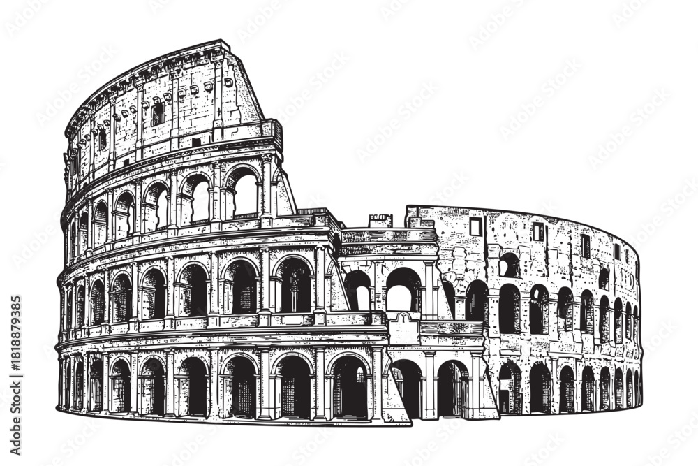 Φωτογραφία Colosseum – Rome, Italy, engraving vector style