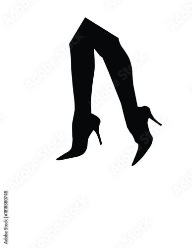 woman legs in black shoes