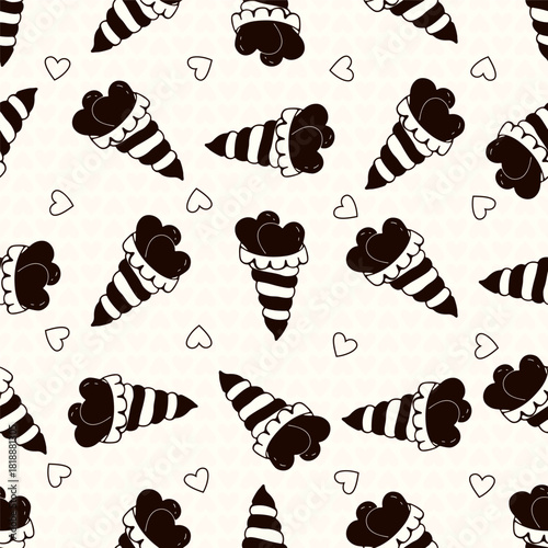 Ice cream with hearts valentine's day vector seamless pattern