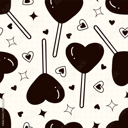 Heart-shaped lollipop valentine's day vector seamless pattern