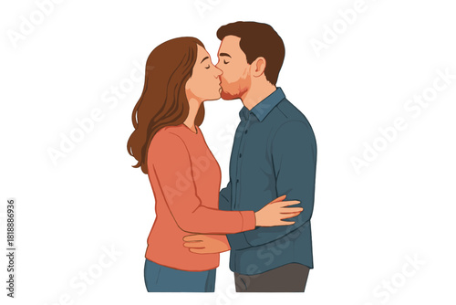 Tender moment of a loving young couple embracing and sharing a passionate kiss