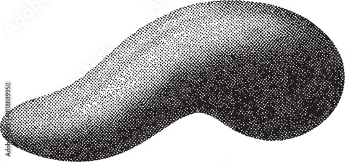 Halftone Tongue Illustration – Detailed Black and White Anatomical Drawing
