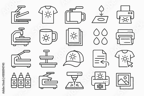 Sublimation & Print-on-Demand Line Icon Set