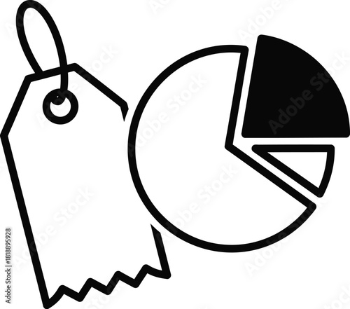 Price tag and pie chart icon representing financial analysis