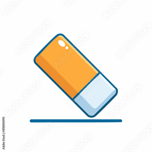 Cartoon style yellow and white eraser correcting a blue line illustration concept