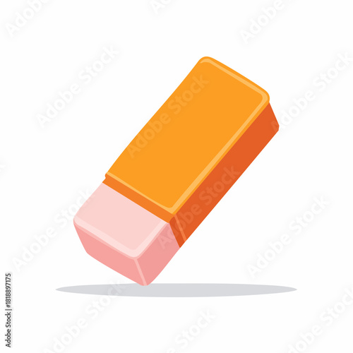 Orange and Pink Rectangular Eraser Vector Illustration