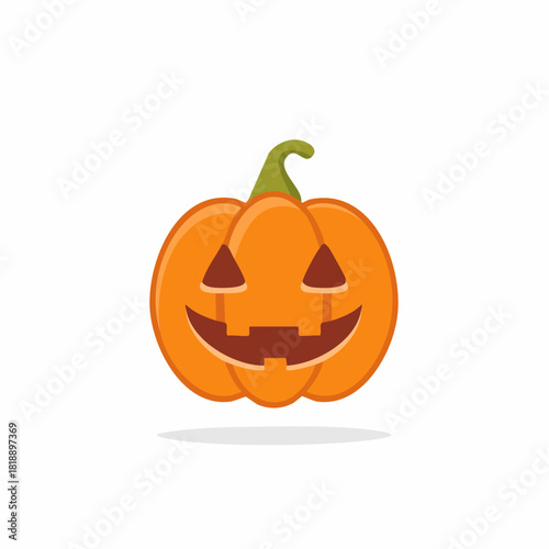 Happy Halloween Jack O'Lantern pumpkin with a smiling carved face vector icon
