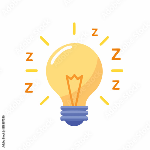 Sleepy Lightbulb: Cartoon Concept for Tiredness, Rest, Dreams, and Lack of Inspiration