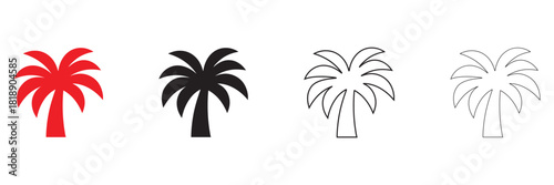 palm tree vector icon, palm tree coconut icon symbol vector silhouette and line art