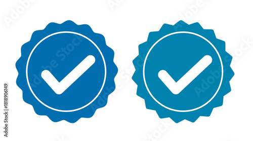 Verification symbol with a check mark. The verification icon is blue.