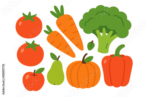 Vibrant collection of fresh healthy produce including apples, carrots, and bell pepper