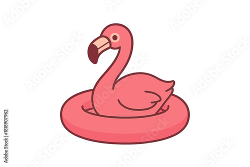 Cute pink flamingo inflatable pool float toy ready for tropical summer vacation activities