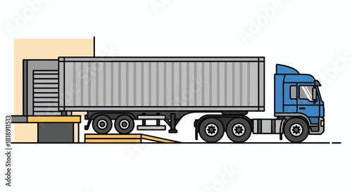 Streamlined Logistics: Semi-Truck Backed Up to Warehouse Loading Dock