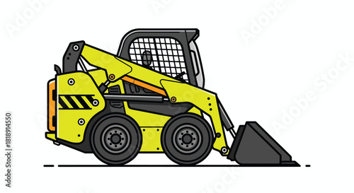Vibrant Yellow Skid Steer Loader Vector Illustration