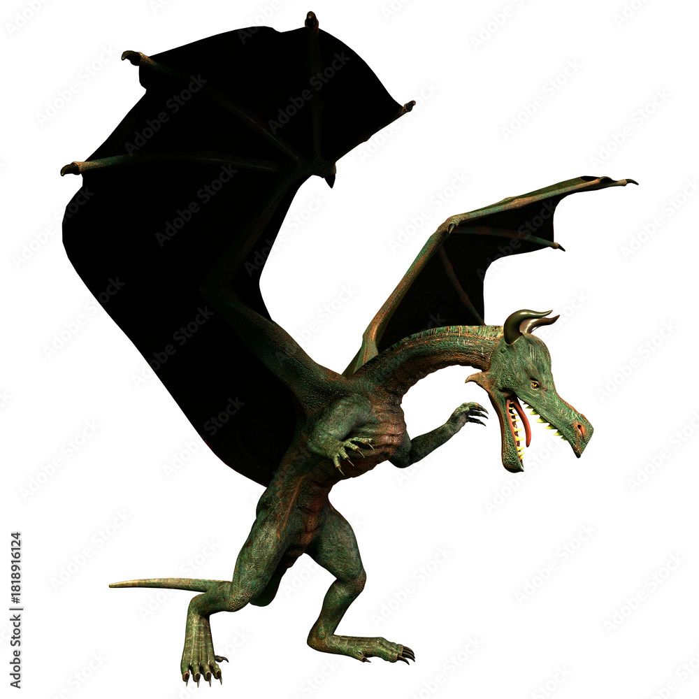 Fototapeta premium 3D Rendering Fairy Tale Dragon on White