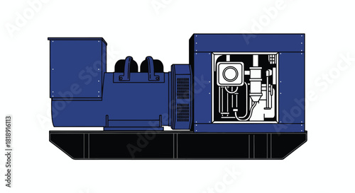 Robust Industrial Power Generator Unit - Vector Illustration on White