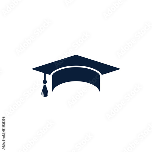 Dark blue graduation cap with tassel icon