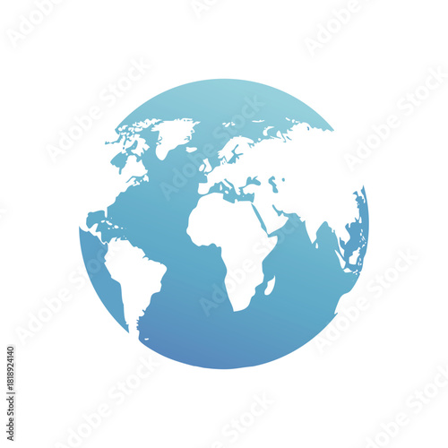 A simplified illustration of the Earth showcasing continents and oceans against a gradient background.