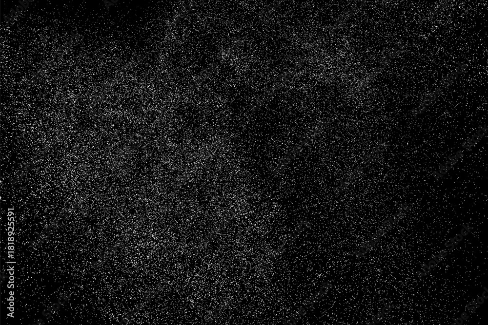 Fototapeta premium Snow flakes falling isolated. White snowflakes on black background. Distressed white grainy pattern texture. Dust overlay textured. Grain noise particles. Vector illustration, EPS 10.
