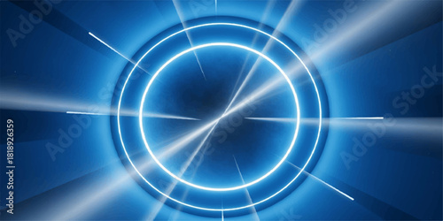 Abstract blue radar screen motion with glowing digital technology illustration on a space backdrop pattern