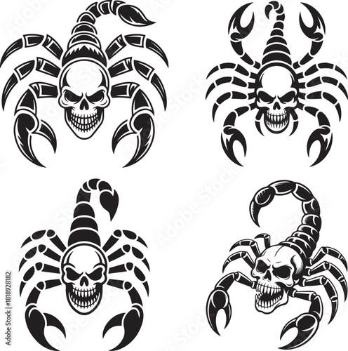 Scorpion Skull Tattoo Design – Tribal Skull Scorpion Vector Illustration