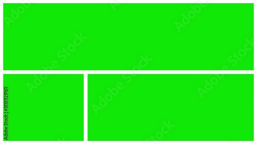 bento or collage animation with green multiscreen slide show shapes animation with green screen
