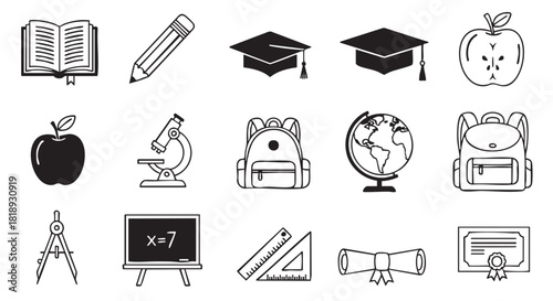 Back to school icons for education and learning design concept