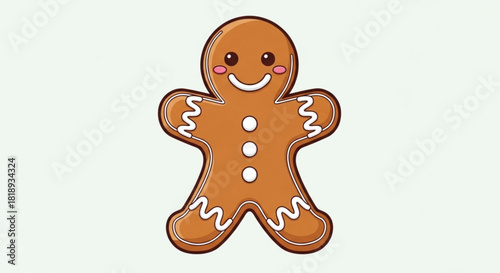 Delightful gingerbread man cartoon character, perfect for holiday baking projects and festive designs, bringing a touch of sweetness and whimsy to any creation